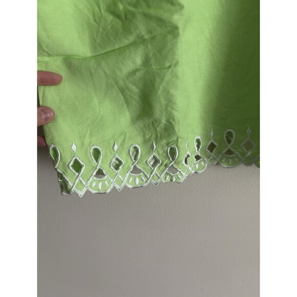 Bob Mackie LINEN Wearable Art PLUS Size 3X Lime Green Embroidered Sleeveless Top - Picture 6 of 8
